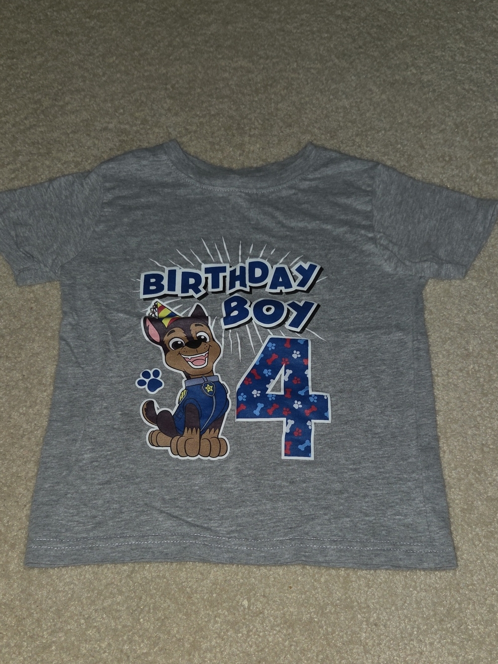 Paw Patrol Gray 'Birthday Boy 4' Graphic Tee with Blue Accents